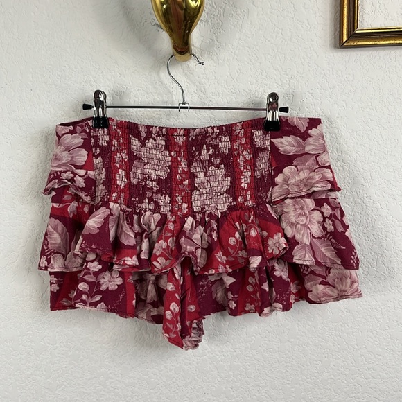 Free People FP Days Gone By Tiered Shorts Ruffle Smocked - Picture 6 of 9